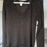 H&M  Charcoal Loose Knit Sweater Gray Clean Autumn Lightweight V Neck Layer Boho Photo 0