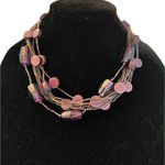 Nine West  Elegant Multi-Strand Purple Beaded Necklace Choker 18” Lightweight Photo 0