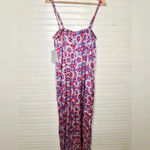MELLODAY  Printed Wide Leg Patterned Pocket Jumpsuit Size XL Red Blue Photo 2