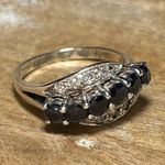 Sterling Silver Vintage Natural Blue Sapphire & CZ 925  Ring Photo 2