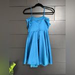 THIRTY THIRTY Blue Satin Sleeveless Mini Dress Bow Tuft Women’s Sz XS NWT Photo 2