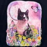 Wild Fable ‎ Cat Floral Butterfly Shirt Black Small Photo 2