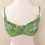 Zaful Green Floral Swim Top Small 4 Balconette Swim Top Ruffle Tie Back Photo 0