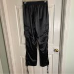 Discreet  Black Satin Cargo Pants w/ Drawstring Waist and Hem Size Small Photo 5