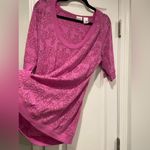 Bold Spirit Size XL Pink Semi Sheer Rose Floral Short Sleeve Pullover Hoodie Top Photo 7