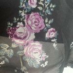 Vintage floral ruffle rose Victorian blouse top XSMALL short cap sleeves Black Size XS Photo 4
