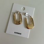 EXPRESS Chunky Rectangular Gold Hoop Earrings NEW Photo 1