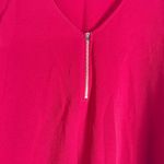 A Byer A. BYER Women’s Wine Colored Cuffed Sleeve Front Zip Lace Accent Top Size Medium Photo 2