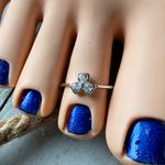 Sterling Silver Heart Clover Shamrock Cz Toe Ring Midi Ring Photo 2