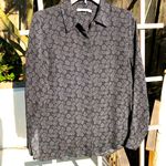Vince  Sz 4 Black Silk Floral Geometric Burst Pattern Shirt Blouse Top Photo 0