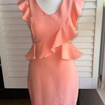 fab'rik Elegant Peach Ruffle Dress Photo 0
