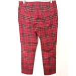 Ann Taylor Red Tartan Pull On Elastic Waist Check Casual Fit Clueless Pants 10 Photo 2