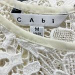 CAbi  Off White Sheer Needle Floral Lace Shell Peplum Tank Top #800 Size Medium Photo 8