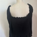 Bar III Bar 111 XXL Square Neck Smocked Long Sleeve Ruffle Black NWOT Photo 3
