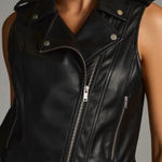 by Anthropologie Black Faux Leather Moto Vest Sleeveless Jacket‎ Small NWT Photo 0
