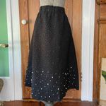 NWT Joh. Willis Black Textured A line Midi Skirt Pearl & Rhinestones Sz L 💚🎀 Size L Photo 3
