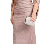 Betsy and Adam NWT  Gracie Long Glitter Galaxy Cowl Neck Back Dress Pink Size 22W Photo 0