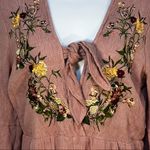 Altar'd State Altar’s State Dusty Rose Floral Embroidered 3/4 Bell Sleeve Romper Photo 3