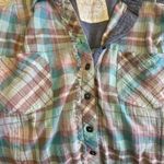 We The Free by Free People Plaid Button-Down Shirt XS Distressed Boho Photo 3