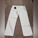Massimo Dutti  Women’s Mid Rise Slim Straight Jeans – White Denim Size 42 Photo 4