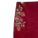 Mi Amici Francesca's Red Faux Suede Embroidered Floral Mini Skirt Women's M Red Size M Photo 2
