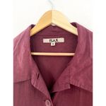 Flax Women's Burgundy 100% Linen Tunic Shirt Dress Medium Lagenlook Long Sleeve Photo 2