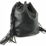 Victoria's Secret Limited Edition Black Faux Leather Boho Fringe Backpack NWOT Photo 2