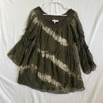 Belle France Women Size S Fit M Blouse Top Silk Olive Green Pullover Boho Fairy Size M Photo 6