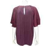 Ann Taylor Small Burgundy Smocked Shoulder Blouse Flutter Sleeve Top Fall Photo 4