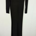 NWT Ieena by Mac Duggal #26514 Plunging Long Sleeve Pearl Keyhole Gown Black 0 Photo 12