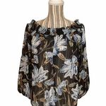 I Jeans By Buffalo Sheer Small Floral Black Casual Business Blouse Photo 0