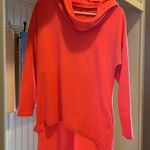 Comfy Neon Coral Knit High Low Scuba Hoodie Drape Neck Womens Medium Pullover Pink Photo 11