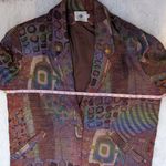 American Vintage 90s Vintage Tapestry Oversized Abstract Print Blazer Green Red Multicolor Large Photo 6