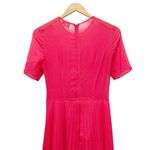ASOS  Lace And Pleat Skater Midi Dress Hot Pink Romantic Chiffon Women’s Size 4 Photo 5