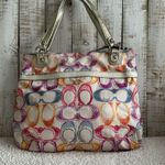 Coach  Poppy Dream Multi Signature Optic Soulder Glam Tote Bag With Embro… Photo 3