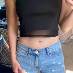 Divided Black Mesh Crop Top Photo 0