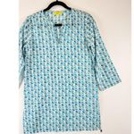 Roberta Roller Rabbit Roller Rabbit Womens Top Blue Sardina Kurta Tunic V Neck 3/4 Sleeve Blouse XS Photo 5