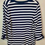 Anne Klein  Woman’s Top Gold Buttons Blue & White Strips (111) Photo 1