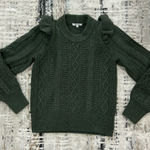 Madewell Hollydene Ruffle-Shoulder merino wool blend Pullover Sweater size XS in Green Photo 0