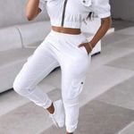 Boutique Women’s Two Piece Crop Top w Pants Windbreaker Ser Photo 6