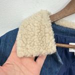 Vintage Linen Blend Sherpa Collar Denim Jacket Ranching Western Retro 70s Size L Blue Size L Photo 6