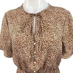 KIRUNDO Brown Animal Leopard Print Keyhole Short Sleeve Tiered A Photo 2