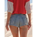 MOTHER x Carolyn Murphy Cheeky Tomcat Short Shorts Size 30 Blue Photo 2