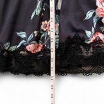 Floral Lace Satin Chemise Nightdress – Black Rose Print – Size S Photo 5