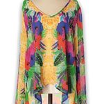 Eight Sixty Long Sleeve Dolman Tropical Blouse Photo 5