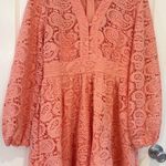 L'ATISTE  BY AMY Coral Lace Mini Dress‎ Long Sleeve Button Front Party Photo 0