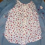 Fashion Bug denim Button Down Shirt top Red Heart Valentines holiday size 14w Photo 3