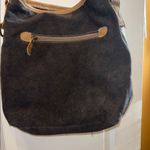 MYRA BAG BRAND..PIVOT PRINT SHOULDER BAG ADJUSTABLE STRAP TAN SUEDE DARK CANVAS Photo 11