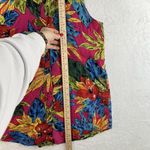 TRIBES Medium M Silk Top Button Up Shirt Pink Floral Sleeveless Collared 90s Photo 7