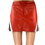 superdown NEW  Alexi Red Faux Vegan Leather Mini A-Line Pencil Moto Skirt Size XL Photo 0